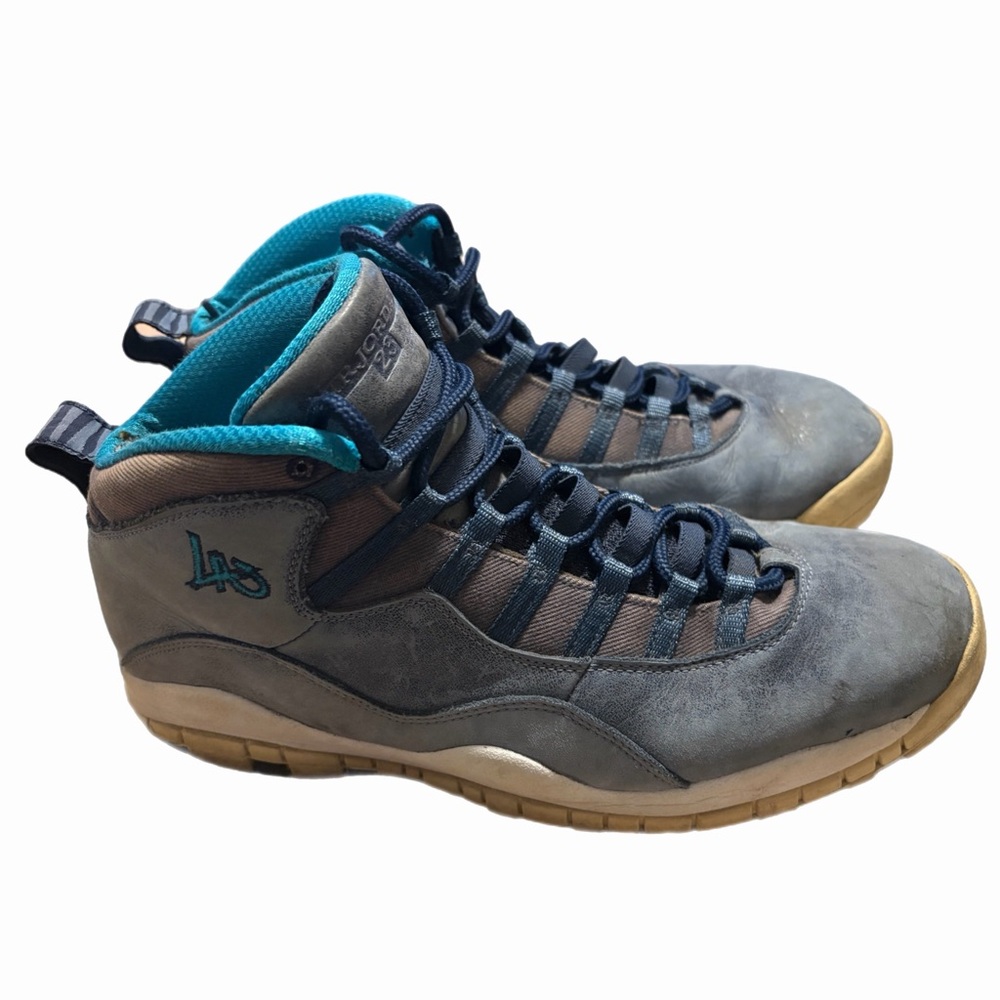 Jordan Gray and Teal Sneakers